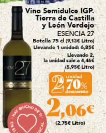 Gadis ESENCIA 27 Vino Somidulco IGP. Tierra do Castilla y Loón Vordojo oferta