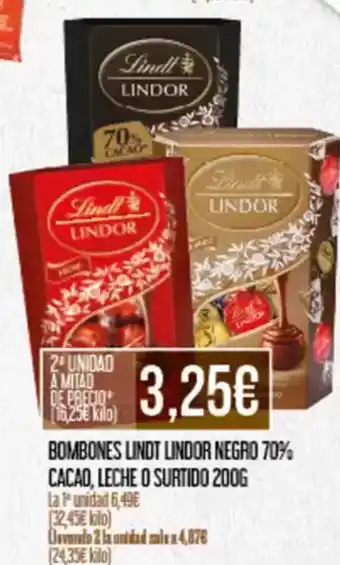 Claudio LINDT LINDOR Bombones negro 70% cacao, leche o surtido oferta