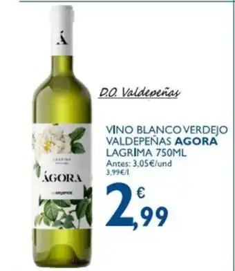 Cash Ecofamilia Agora Vino Blanco Verdejo Valdepeñas Lagrima 750ml oferta