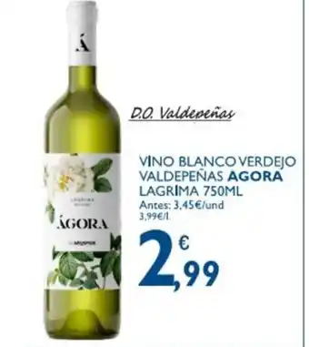 Supermercados La Despensa Agora Vino Blanco Verdejo Valdepeñas Lagrima 750ml oferta