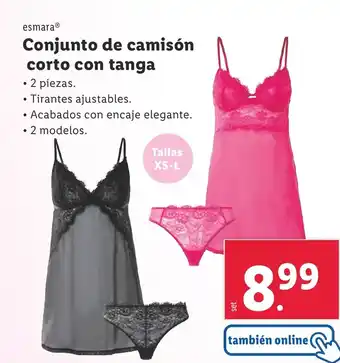 Lidl ESMARA Conjunto de camisón corto con tanga oferta