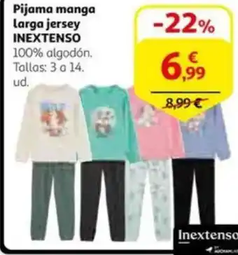 Alcampo INEXTENSO Pijama manga Larga jersey oferta