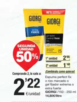 SPAR Fragadis GIORGI Espuma perfect fix o rizo marcado o gel fijador extrema o extra fuerte oferta