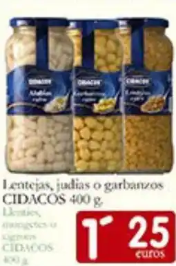 Supermercados Bip Bip CIDACOS Lentejas, judias o garbanzos CIDACOS 400 g Lenties, mongetes-o cigrocy oferta