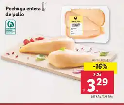 Lidl Pechuga entera de pollo oferta