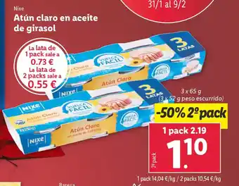 Lidl NIXE Atún claro en aceite de girasol oferta