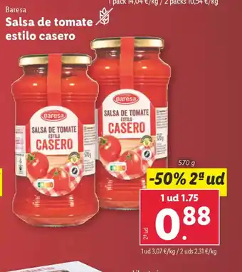 Lidl BARESA Salsa de tomate estilo casero oferta