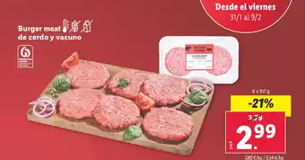 Lidl Burger meat de cerdo y vacuno oferta