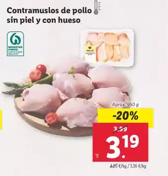 Lidl Contramuslos de pollo sin piel y con hueso oferta