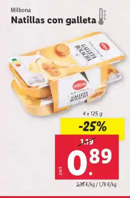 Lidl MILBONA Natillas con galleta oferta