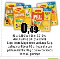 FROIZ Sopa sobre Maggi once verduras gallina con fideos hogarena con pasta maravilla o pollo con fideos finos oferta