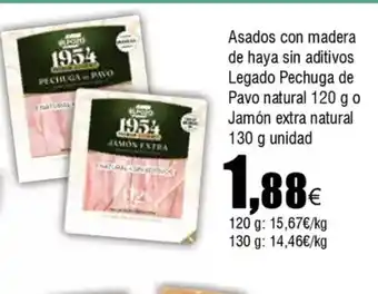 FROIZ Asados con madera de haya sin aditivos Legado Pechuga de Pavo natural o Jamon extra natural oferta