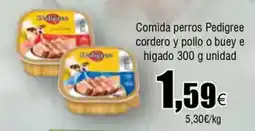 FROIZ Comida perros Pedigree cordero y pollo o buey e higado oferta