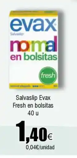 FROIZ Salvaslip Evax Fresh en bolsitas 40 u oferta