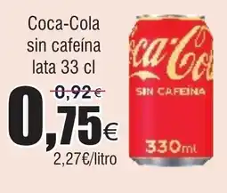 FROIZ COCA COLA sin cafeina oferta