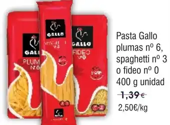 FROIZ GALLO Pasta plumas nº 6, spaghetti nº 3 o fideo nº 0 oferta