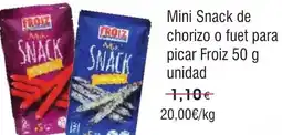 FROIZ FROIZ Mini Snack de chorizo o fuet para picar oferta