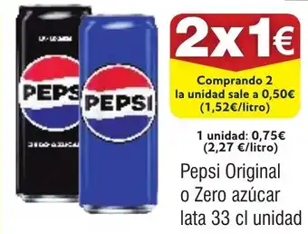 FROIZ PEPSI Original o Zero azúcar lata oferta