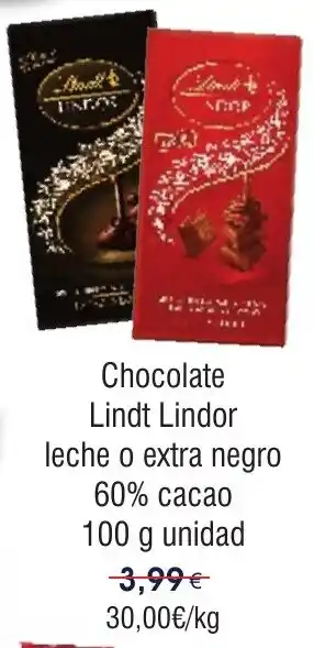 FROIZ LINDT LINDOR Chocolate leche o extra negro 60% cacao oferta