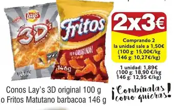 FROIZ Conos Lay's 3D original o Fritos Matutano barbacoa oferta