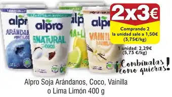 FROIZ ALPRO Soja Arándanos, Coco, Vainilla o Lima Limón oferta