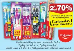 FROIZ Cepillo dental Colgate extra clean medio 2+2 u, Zig-Zag medio 2+1 u, Zig-Zag suave 2+1, infantil suave + 6 años 2 u oferta