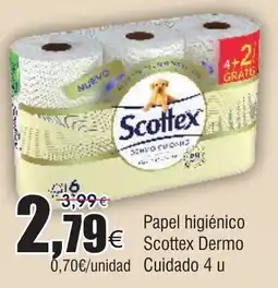 FROIZ SCOTTEX Papel higiénico Dermo Cuidado 4 u oferta