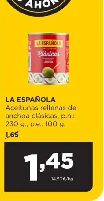 Alimerka LA ESPAÑOLA Aceitunas rellenas de anchoa clásicas oferta