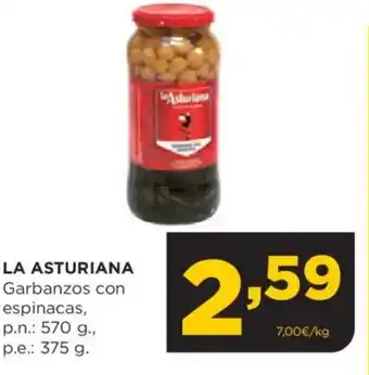 Alimerka LA ASTURIANA Garbanzos con espinacas, oferta