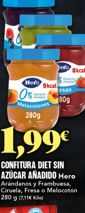 Gadis HERO Confitura diet sin azúcar añadido arándanos y frambuesa, ciruela, fresa o melocotón oferta