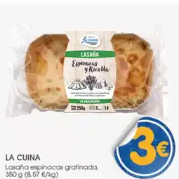 Supermercados Plaza LA CUINA Lasaña espinacas gratinada oferta