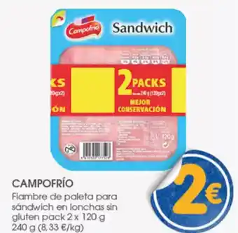 Supermercados Plaza CAMPOFRÍO Fiambre de paleta para sandwich en lonchas sin gluten oferta