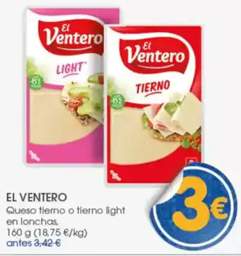 Supermercados Plaza EL VENTERO Queso tierno o tierno light en lonchas, oferta