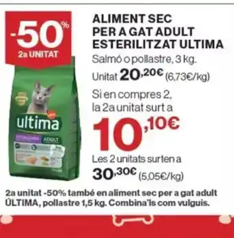 Supercor Exprés ULTIMA Aliment sec per a gat adult esterilitzat oferta