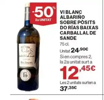 Supercor Exprés Vi blanc albariño sobre posits do rías baixas carballal de sande oferta