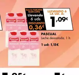 Supermercados Lupa PASCUAL Leche desnatada oferta