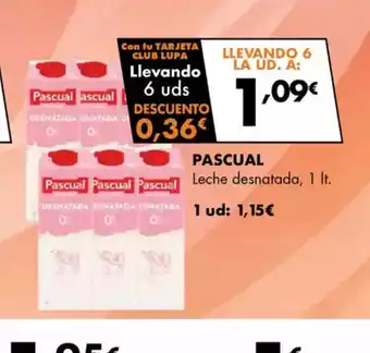 Supermercados Lupa PASCUAL Leche desnatada oferta