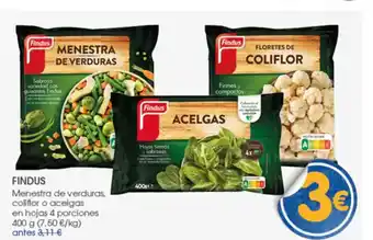 Supermercados Plaza FINDUS Menestra de verduras, coliflor o acelgas en hojas 4 porciones oferta