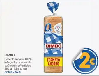 Supermercados Plaza BIMBO Pan de molde 100% integral y natural sin azúcares añadidos oferta