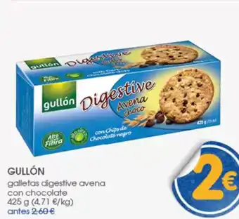 Supermercados Plaza GULLÓN galletas digestive avena con chocolate oferta