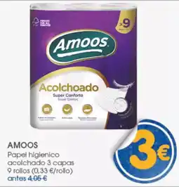 Supermercados Plaza AMOOS Papel higienico acolchado 3 capas 9 rollos oferta