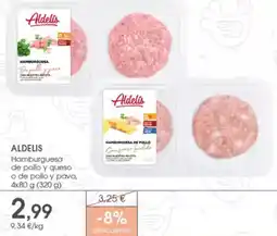 Supermercados Plaza ALDELIS Hamburguesa de pollo y queso o de pollo y pavo oferta