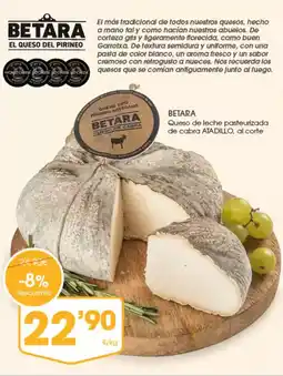 Supermercados Plaza BETARA Queso de leche pasteurizada de cabra ATADILLO oferta