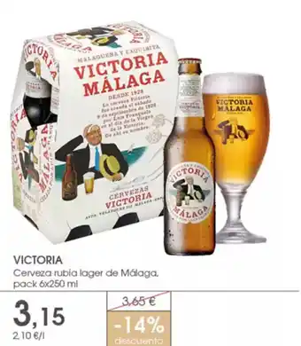 Supermercados Plaza VICTORIA Cerveza rubia lager de Málaga oferta