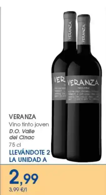 Supermercados Plaza VERANZA Vino tinto joven D.O. Valle del Cinac oferta