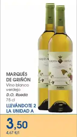 Supermercados Plaza MARQUÉS DE GRIÑÓN Vino blanco verdejo D.O. Rueda oferta