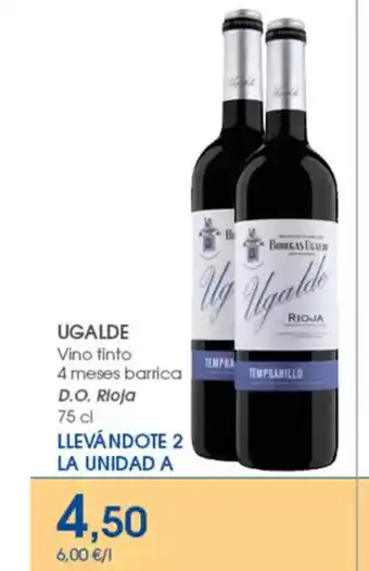 Supermercados Plaza UGALDE Vino tinto 4 meses barrica D.O. Rioja oferta