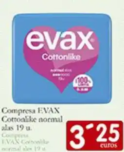 Supermercados Bip Bip EVAX Compresa Cottonlike normal alas 19 u oferta