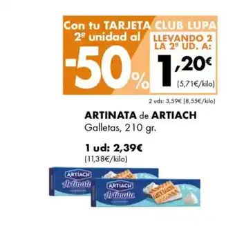 Supermercados Lupa ARTINATA de ARTIACH Galletas oferta