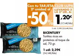 Supermercados Lupa BICENTURY Tortitas ricas en proteinas al toque de sal oferta